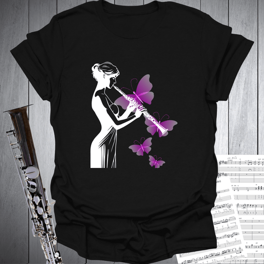 Clarinet Lady Butterflies T-Shirt