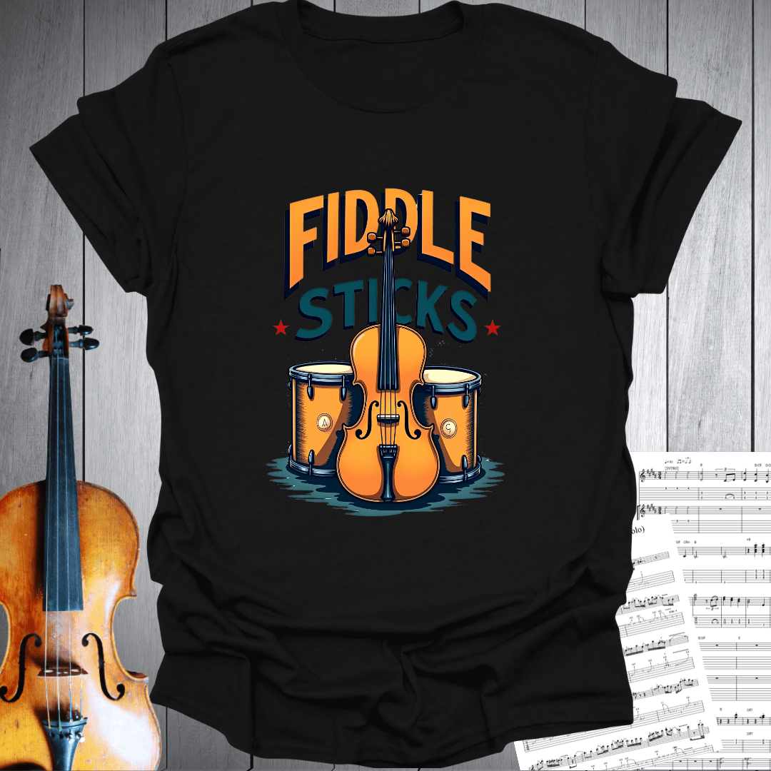 Printify T-Shirt Black / S Fiddle Sticks fun Music T-Shirt