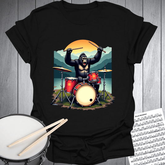 Groovy Gorilla Sunset Drummer T-Shirt