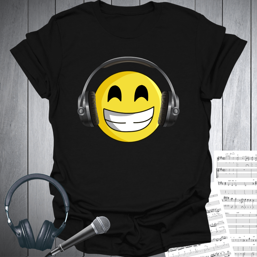 Happy Headphone Music Emoji T-Shirt