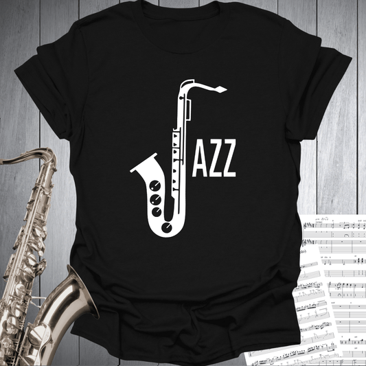 Printify T-Shirt Black / S Minimalist Jazz Sax Tee T-Shirt