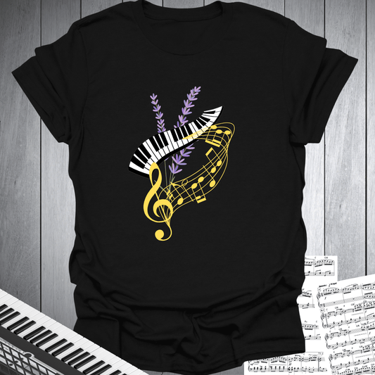 Piano Keys, Notes and Nature T-Shirt