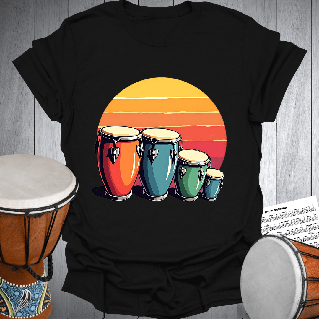 Retro Sunset Conga Drums T-Shirt