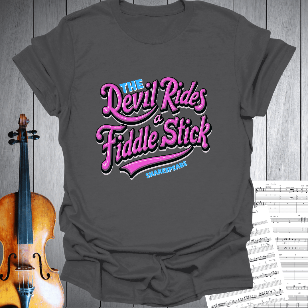 Printify T-Shirt Charcoal / S Devil Rides Fiddle Stick T-Shirt