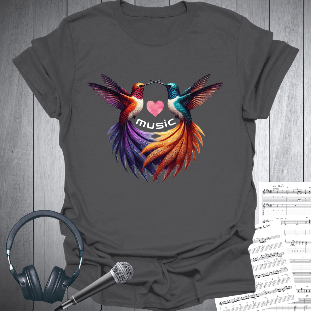 Love Music Humming Heart Birds T-Shirt