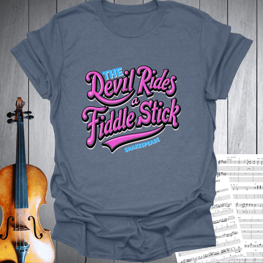 Printify T-Shirt Heather Indigo / S Devil Rides Fiddle Stick T-Shirt