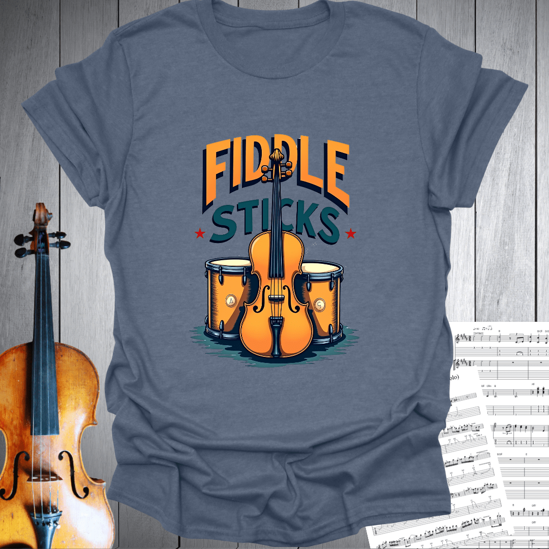 Printify T-Shirt Heather Indigo / S Fiddle Sticks fun Music T-Shirt