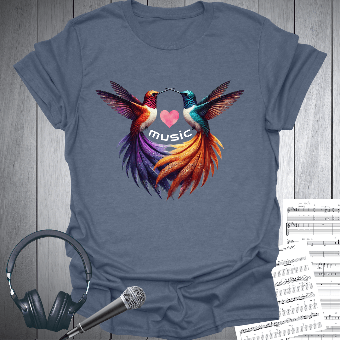 Love Music Humming Heart Birds T-Shirt