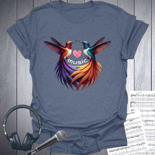 Love Music Humming Heart Birds T-Shirt