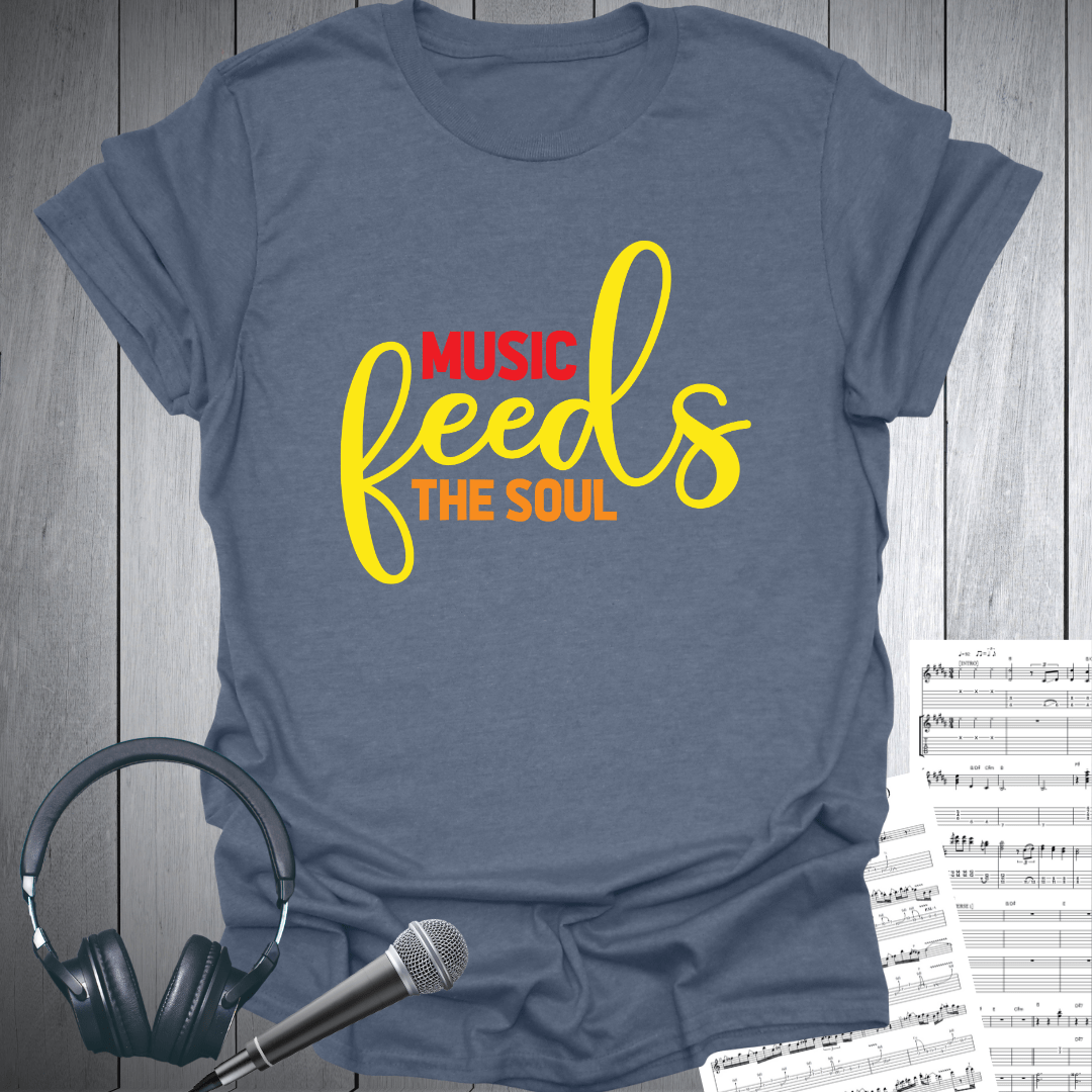 Printify T-Shirt Heather Indigo / S Music Feeds the Soul T-Shirt