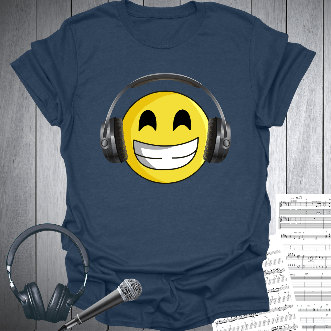 Happy Headphone Music Emoji T-Shirt