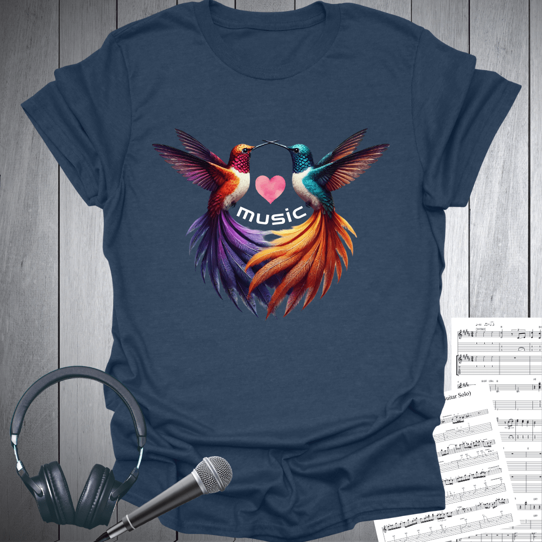 Love Music Humming Heart Birds T-Shirt