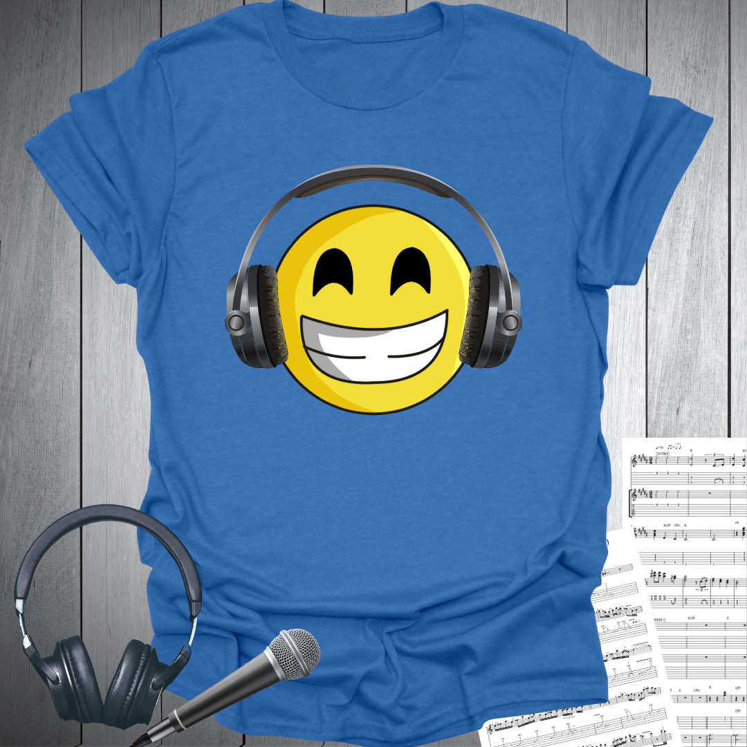 Happy Headphone Music Emoji T-Shirt