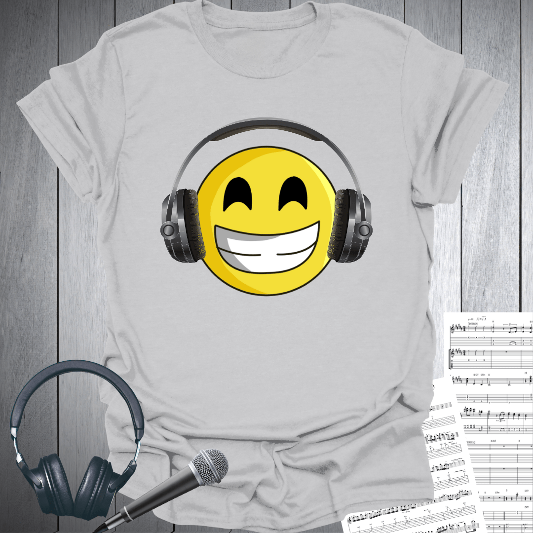 Happy Headphone Music Emoji T-Shirt