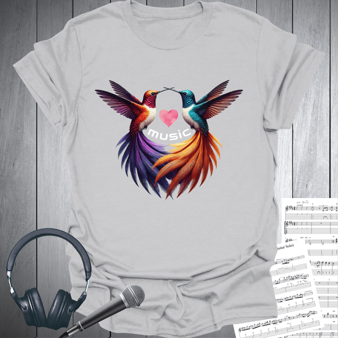 Love Music Humming Heart Birds T-Shirt