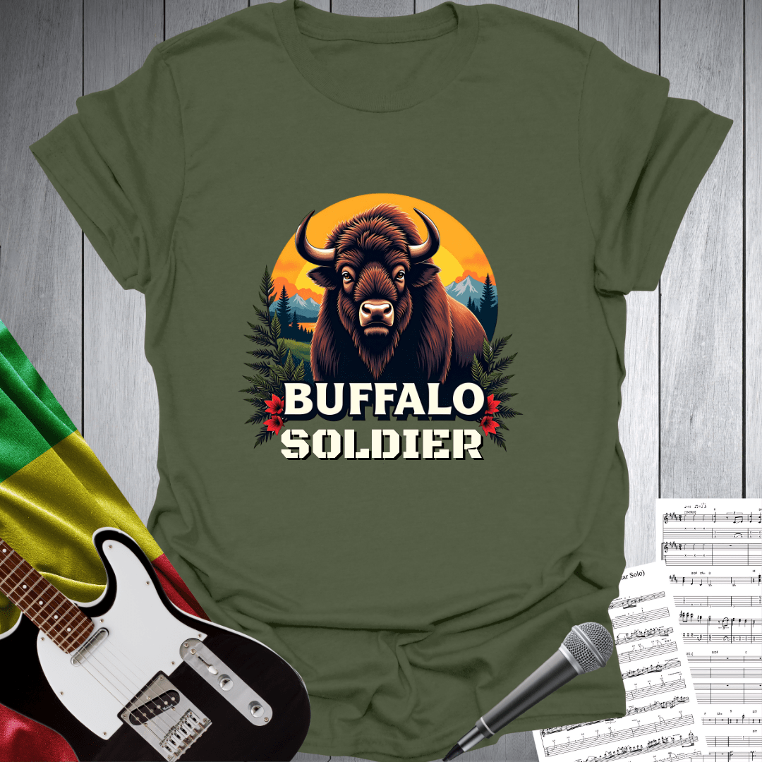 Printify T-Shirt Military Green / S Buffalo Soldier Music T-Shirt