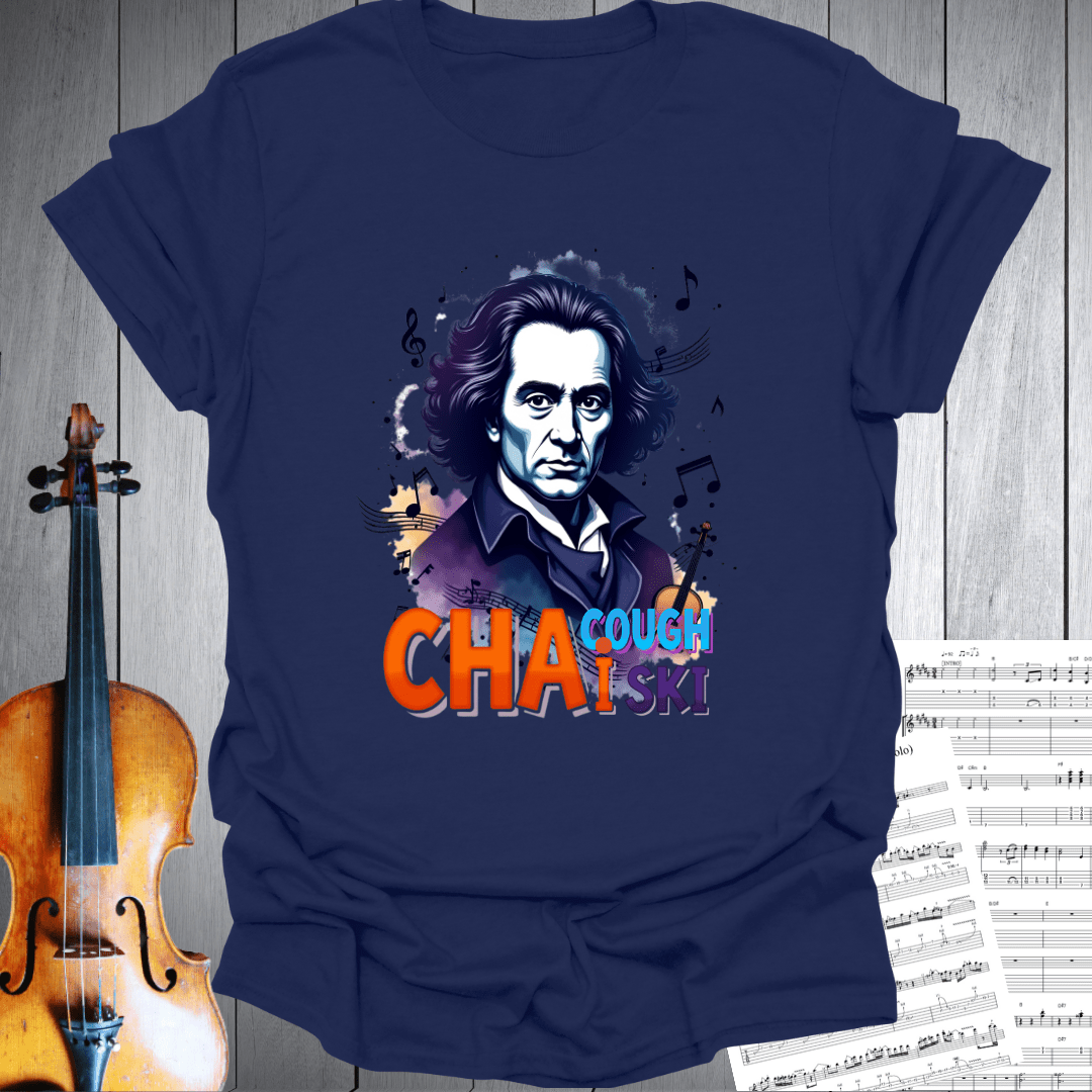 Printify T-Shirt Navy / S Chai Cough Ski Tchaikovsky  T-Shirt