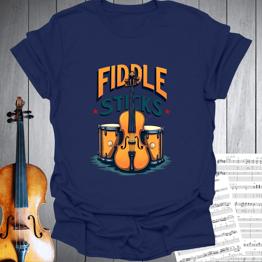 Printify T-Shirt Navy / S Fiddle Sticks fun Music T-Shirt