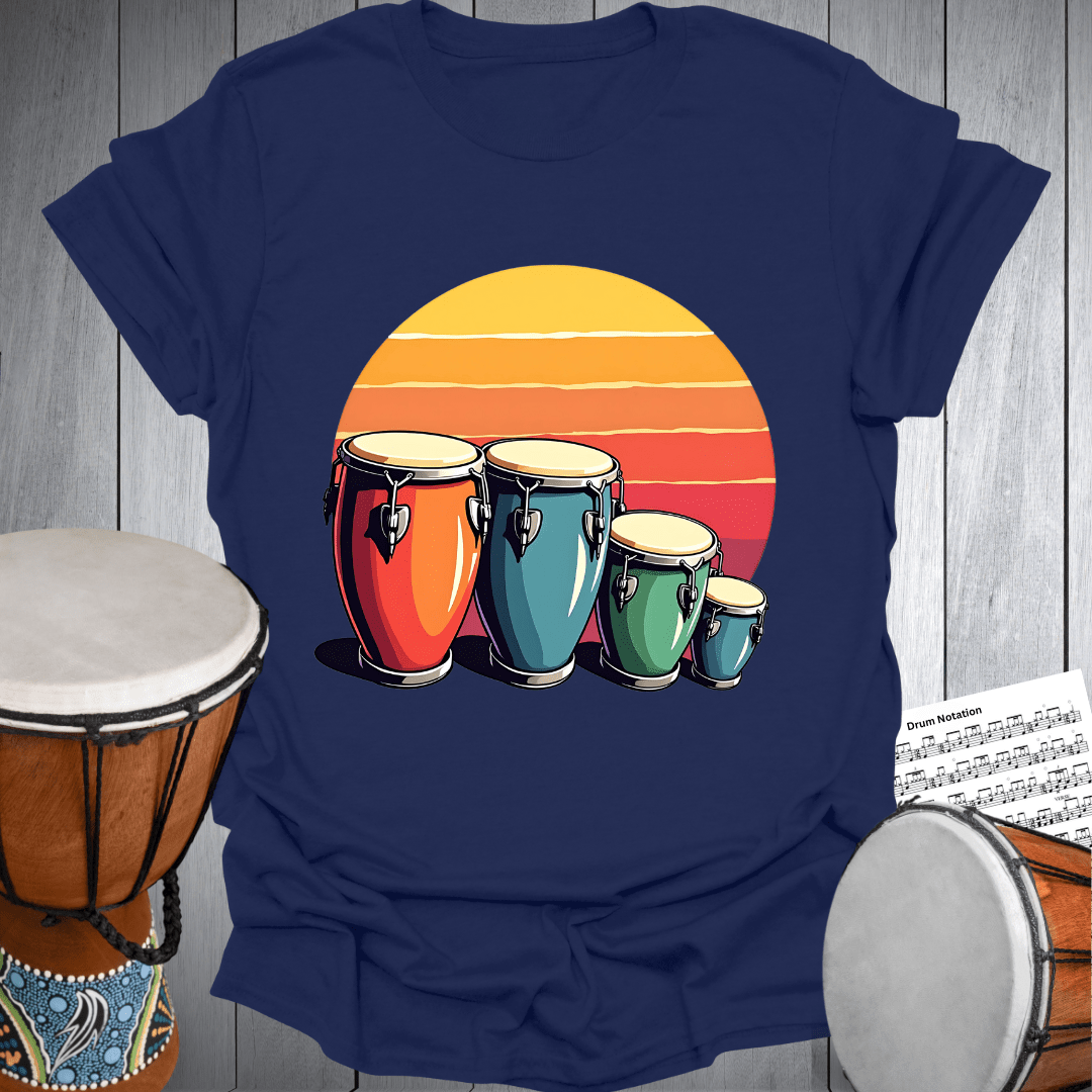 Retro Sunset Conga Drums T-Shirt