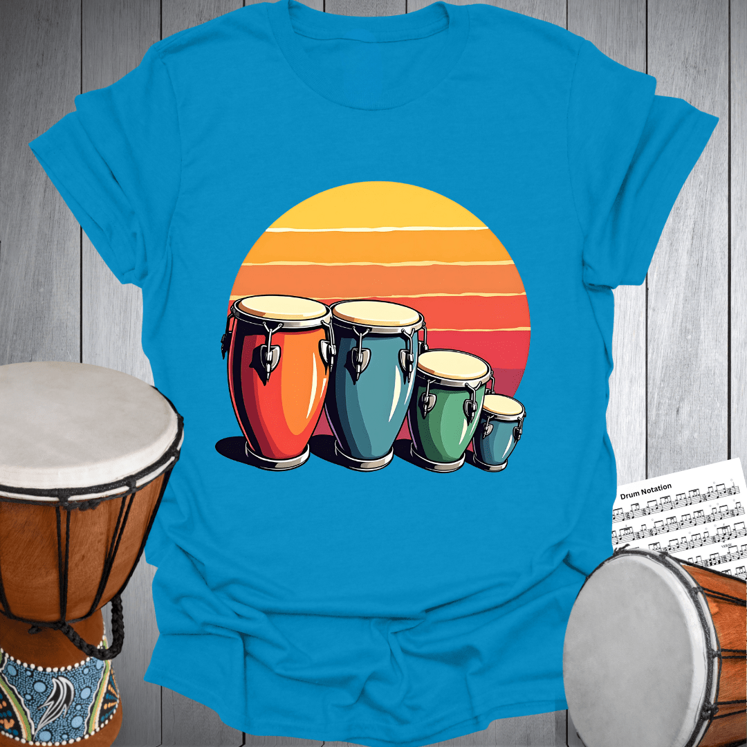 Retro Sunset Conga Drums T-Shirt