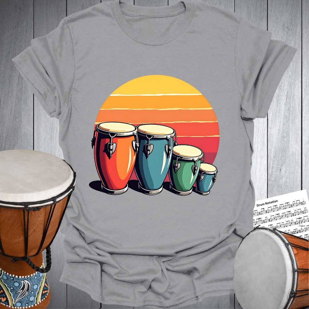 Retro Sunset Conga Drums T-Shirt