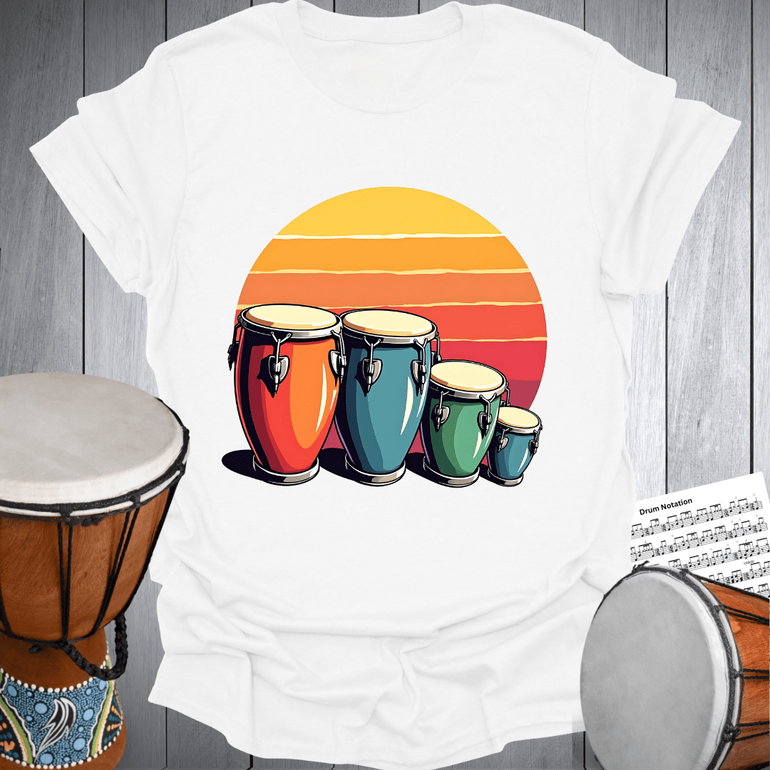 Retro Sunset Conga Drums T-Shirt